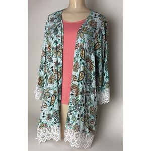 OSO Casuals Womens XL tank top and topper set lace trim